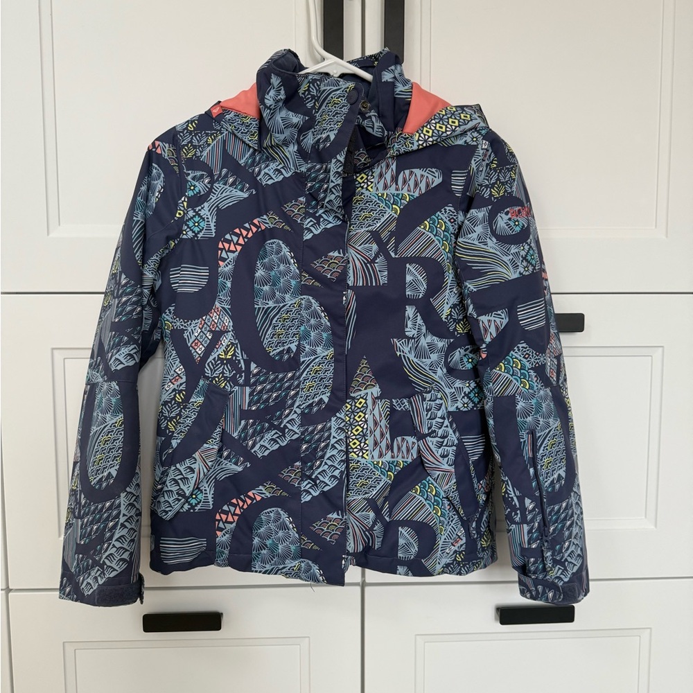 Roxy Kids Blue Patterned Puffer Jacket